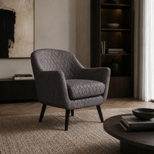 Quilted Velvet Club Chair with Black Legs